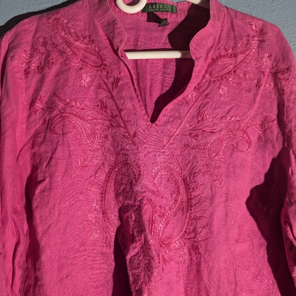 Ralph Lauren Pink Embroidered Long Sleeve Top - Picture 3 of 7